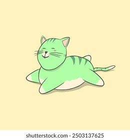 green cat image, vector type cat sticker