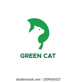green cat logo with leaf
