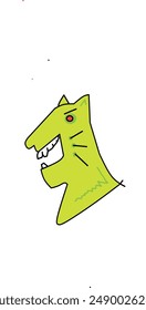 Green cat monster with red eyes