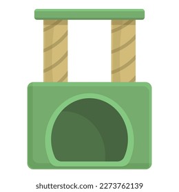 Green cat post icon cartoon vector. Pet toy. House tower