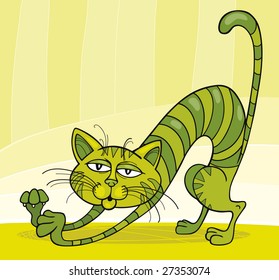 Green Cat stretching