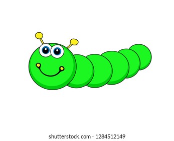 Cute Caterpillar Cartoon Green Caterpillar Character: เวกเตอร์สต็อก