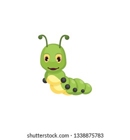 green caterpillar cartoon vector on a white background