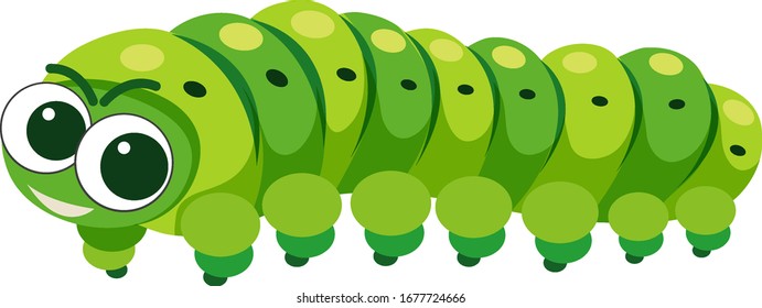 Green caterpillar with happy face illustration