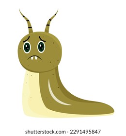 Green caterpillar with horns in cartoon style. Vector stock illustration. isolated. Monster. Halloween.