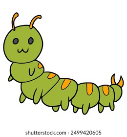 green caterpillar illustration hand drawn isolated vector