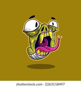 Green Caterpillar Monster Cartoon For T-Shirt And Sticker Designs