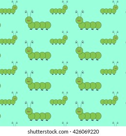 green caterpillar on a light green background