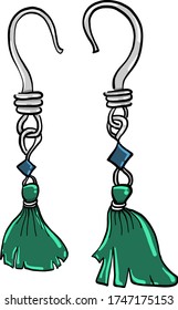 Green catkins , illustration, vector on white background