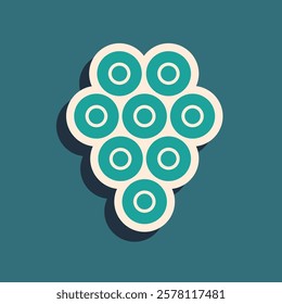 Green Caviar icon isolated on green background. Long shadow style. Vector