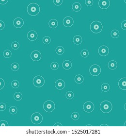 Green CD or DVD disk icon isolated seamless pattern on green background. Compact disc sign.  Vector Illustration