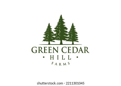 Green cedar pine tree logo nature organic environment icon symbol illustration