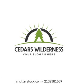 Concepto del logotipo del árbol del cedro verde