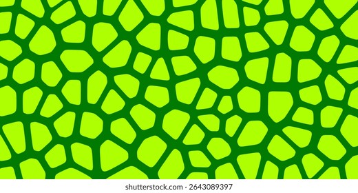 As células verdes repetiram o pano de fundo. Novo padrão verde sem emenda. Papel de parede modelo vegetariano. Ilustração vetorial de sementes para agro, eco, projetos orgânicos e cartões. voronoi infinito pano de fundo