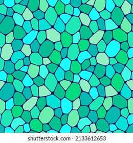 Green cells seamless pattern vector illustration. Fresh template background. Colorful mosaic repeated texture. Bright broken tiles fragments for interior, eco and organic cosmetics design.