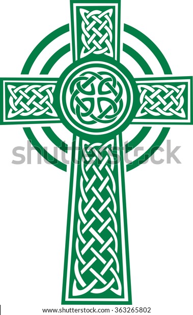 Green celtic cross with\
details