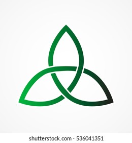 Green Celtic Trinity Knot on the white background for design. Vector illustration.