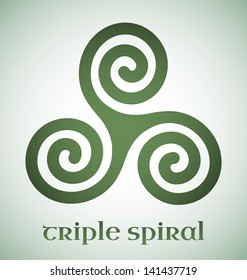 Green Celtic triple spiral with gradient