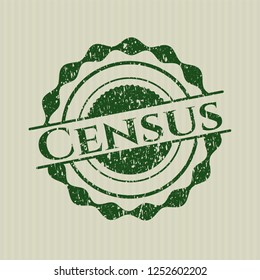 Green Census distress rubber seal with grunge texture