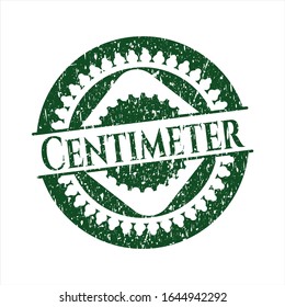 Grüner Zentimeter-Gummistempel mit Grunge-Textur