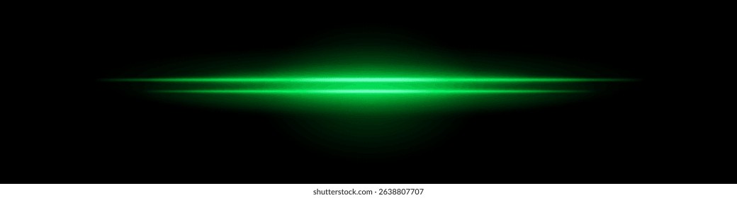 Green central glow. Two layered beams with soft radial light burst and blurred edges on dark background. Ideal for sci-fi, light energy, futuristic effects.