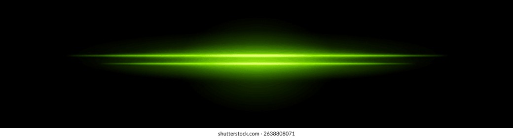 Green central glow. Two layered beams with soft radial light burst and blurred edges on dark background. Ideal for sci-fi, light energy, futuristic effects.