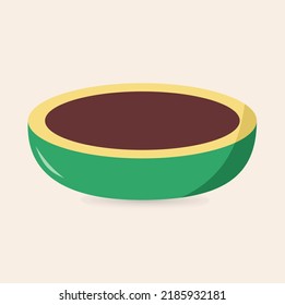 Green ceramic bowl icon vector illustration, kitchen theme.