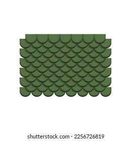 Green ceramic roof shingles vector illustration. Cartoon drawing of profile sheets for house or home roof on white background. Construction, materials concept