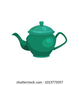 Green ceramic teapot vector Ilustration