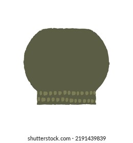Green ceramic vase with texture. Abstract pottery vector illustration on isolated background