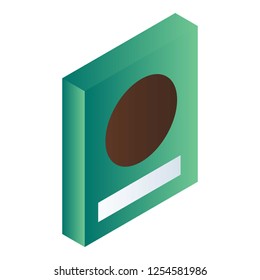 Green cereals box icon. Isometric of green cereals box vector icon for web design isolated on white background