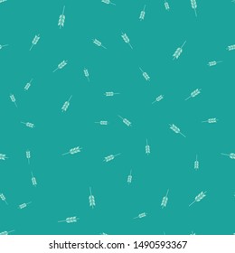 Green Cereals set with rice, wheat, corn, oats, rye, barley icon isolated seamless pattern on green background. Ears of wheat bread symbols.  Vector Illustration