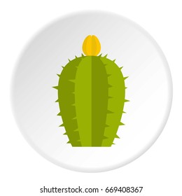 Green Cereus Candicans cactus icon in flat circle isolated on white vector illustration for web