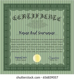 Green Certificate of achievement. With background. Customizable, Easy to edit and change colors. Nice design. 