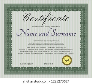 Green Certificate of achievement. With background. Lovely design. Customizable, Easy to edit and change colors. 