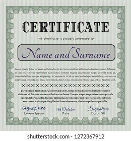 Green Certificate of achievement. With complex linear background. Good design. Customizable, Easy to edit and change colors. 