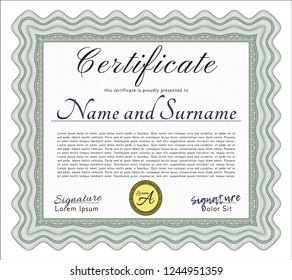 Green Certificate of achievement. Customizable, Easy to edit and change colors. With complex background. Sophisticated design. 