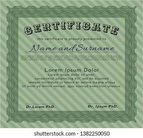 Green Certificate of achievement. Customizable, Easy to edit and change colors. With guilloche pattern and background. Excellent design. 