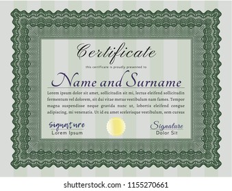 Green Certificate of achievement. Excellent design. With quality background. Vector illustration. 