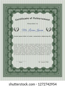 Green Certificate of achievement. Good design. Vector illustration. With quality background. 
