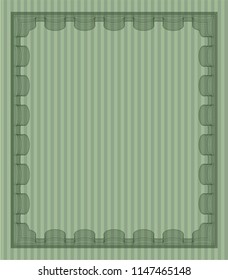 Green Certificate of achievement. With guilloche pattern and background. Excellent design. Detailed. 