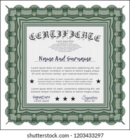 Green Certificate of achievement. With linear background. Vector illustration. Good design. 