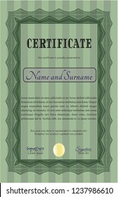Green Certificate of achievement. Lovely design. Customizable, Easy to edit and change colors. With quality background. 