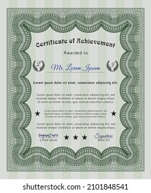 Green Certificate of achievement.  Lovely design.    