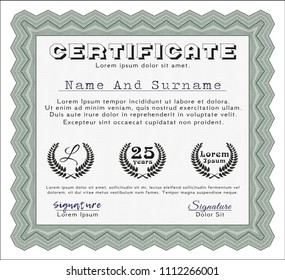 Green Certificate of achievement. Money Pattern design. With background. Customizable, Easy to edit and change colors. 