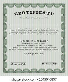 Green Certificate of achievement. Money Pattern design. Vector illustration. Easy to print. 