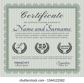 Green Certificate of achievement. Printer friendly. Lovely design. Detailed. 