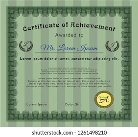 Green Certificate of achievement. With quality background. Elegant design. Detailed. 