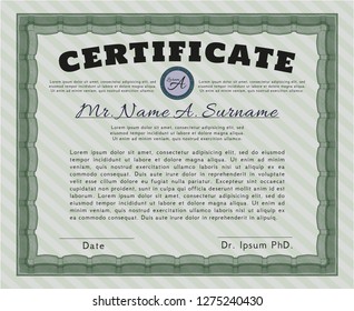 Green Certificate of achievement. With quality background. Vector illustration. Good design. 
