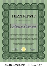 Green Certificate of achievement template. Customizable, Easy to edit and change colors. With complex background. Perfect design. 